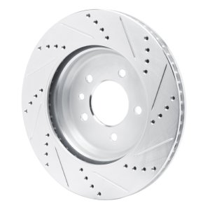 Land Rover Defender 90 Brake Rotor (1) - Rear Left - R1 Concepts - Drilled & Slotted - Silver - `20-`25